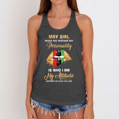 Im May Girl Sexy Lip Black Women Gemini Birthday Gift Women's Knotted Racerback Tank