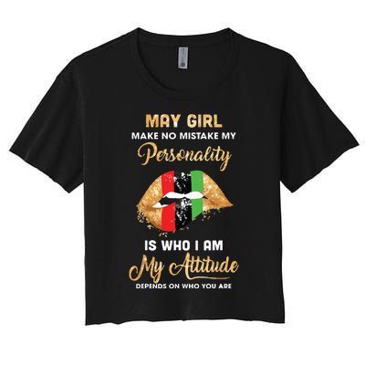 Im May Girl Sexy Lip Black Women Gemini Birthday Gift Women's Crop Top Tee