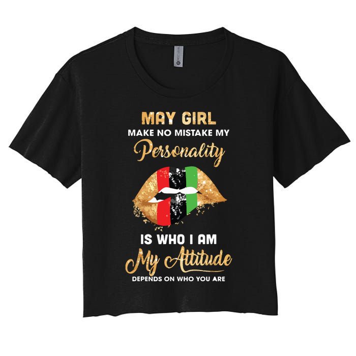 Im May Girl Sexy Lip Black Women Gemini Birthday Gift Women's Crop Top Tee