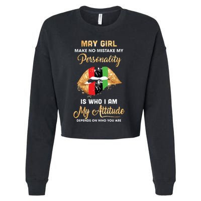 Im May Girl Sexy Lip Black Women Gemini Birthday Gift Cropped Pullover Crew