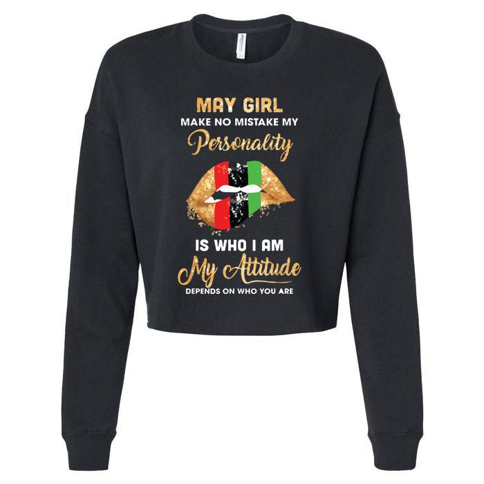 Im May Girl Sexy Lip Black Women Gemini Birthday Gift Cropped Pullover Crew