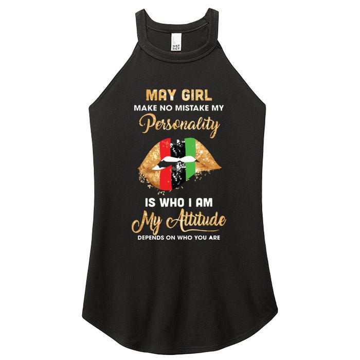 Im May Girl Sexy Lip Black Women Gemini Birthday Gift Women’s Perfect Tri Rocker Tank