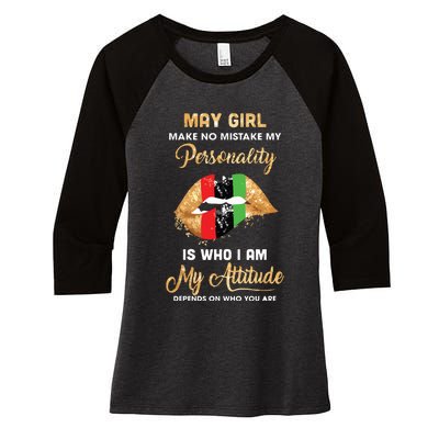 Im May Girl Sexy Lip Black Women Gemini Birthday Gift Women's Tri-Blend 3/4-Sleeve Raglan Shirt