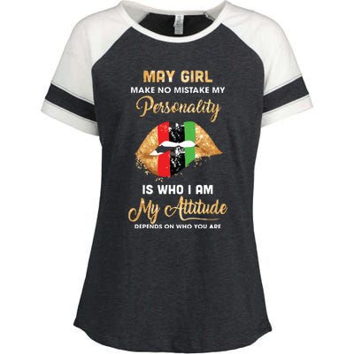 Im May Girl Sexy Lip Black Women Gemini Birthday Gift Enza Ladies Jersey Colorblock Tee