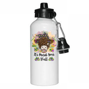 It's Mardi Gras Y'all Heifer Cow Farmer Farming Funny Aluminum Water Bottle 