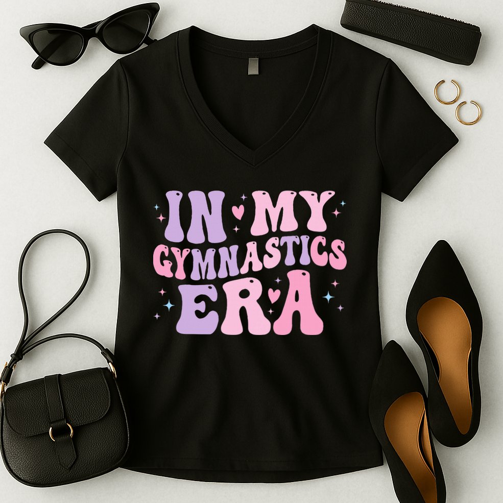 In My Gymnastics Era Funny Gymnast Gymnastic Women's V-Neck T-Shirt