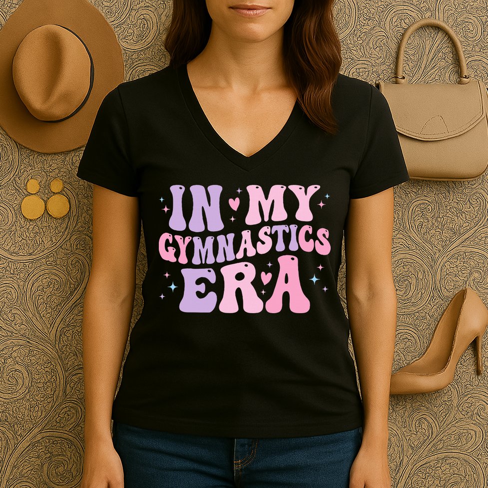 In My Gymnastics Era Funny Gymnast Gymnastic Women's V-Neck T-Shirt