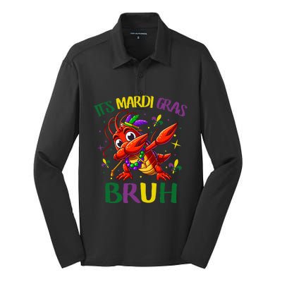 ItS Mardi Gras Bruh Dabbing Crawfish Carnival Silk Touch Performance Long Sleeve Polo