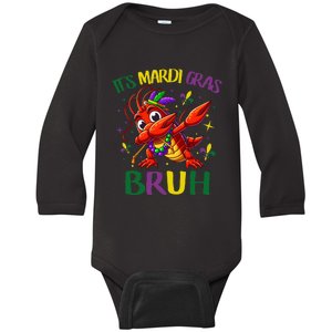 ItS Mardi Gras Bruh Dabbing Crawfish Carnival Baby Long Sleeve Bodysuit