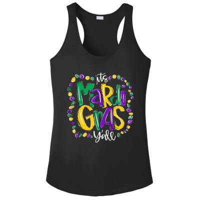 Its Mardi Gras Yall Mardi Gras Party Mask Costume Ladies PosiCharge Competitor Racerback Tank