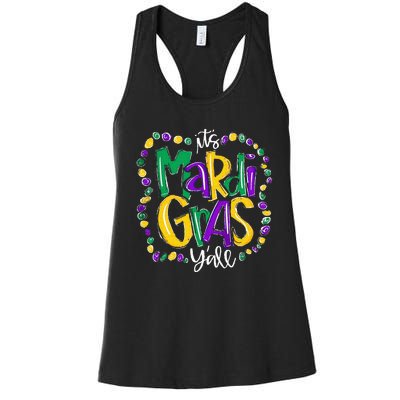 Its Mardi Gras Yall Mardi Gras Party Mask Costume Women's Racerback Tank