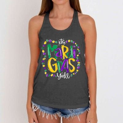 Its Mardi Gras Yall Mardi Gras Party Mask Costume Women's Knotted Racerback Tank