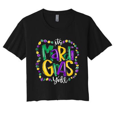 Its Mardi Gras Yall Mardi Gras Party Mask Costume Women's Crop Top Tee