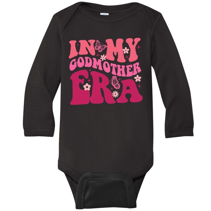 In My Godmother Era Retro Godmom Mother Proposal Baby Long Sleeve Bodysuit