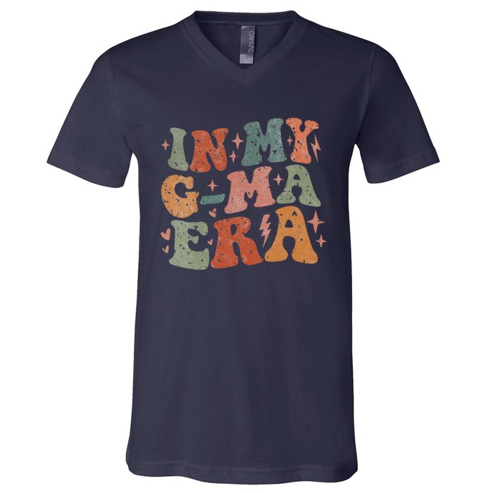 In My Gma Era Lover Groovy Vintage Mom Funny MotherS Day V-Neck T-Shirt