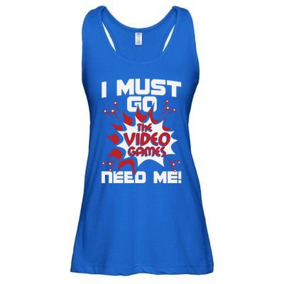 I Must Go The Video Games Need Me Gamer Retro Gaming Funny Gift Ladies Essential Flowy Tank