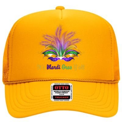 It's Mardi Gras Y'all Festive Party High Crown Mesh Back Trucker Hat