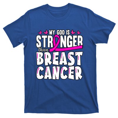 Inspirational My God Is Stronger Than Breast Cancer Fighter Meaningful Gift T-Shirt