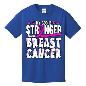 Inspirational My God Is Stronger Than Breast Cancer Fighter Meaningful Gift Kids T-Shirt