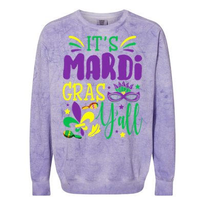 Its Mardi Gras Yall Mardi Gras Party Mask Costume Colorblast Crewneck Sweatshirt