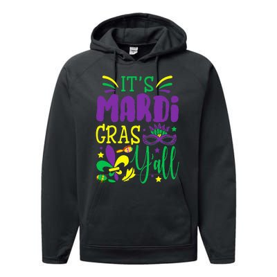 Its Mardi Gras Yall Mardi Gras Party Mask Costume Performance Fleece Hoodie