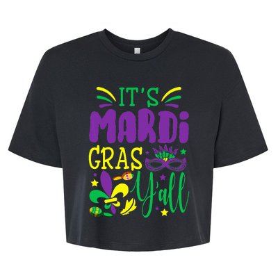 Its Mardi Gras Yall Mardi Gras Party Mask Costume Bella+Canvas Jersey Crop Tee