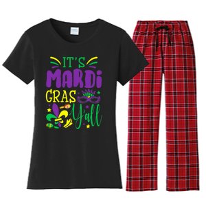 Its Mardi Gras Yall Mardi Gras Party Mask Costume Women's Flannel Pajama Set