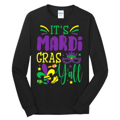 Its Mardi Gras Yall Mardi Gras Party Mask Costume Tall Long Sleeve T-Shirt