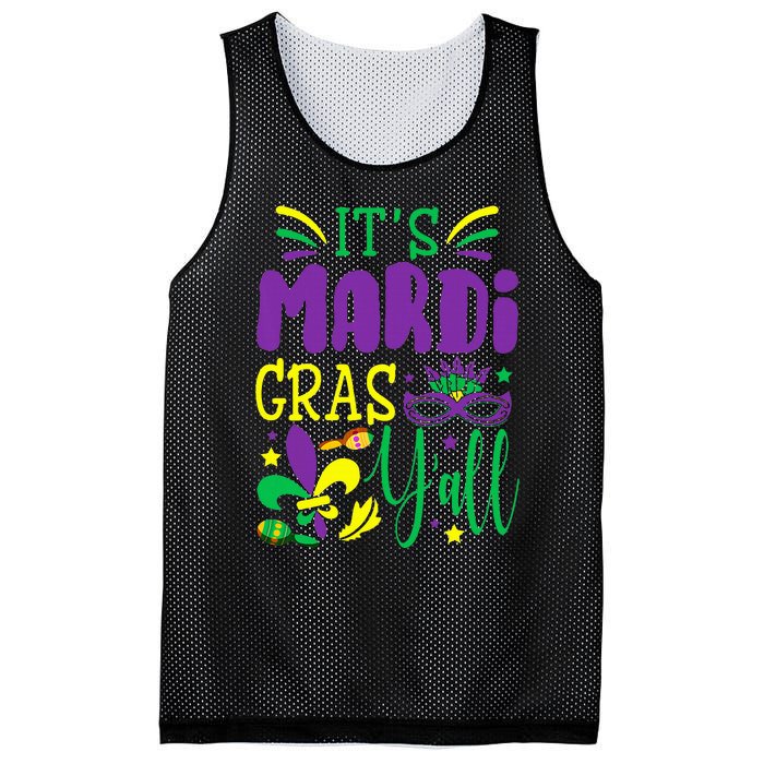 Its Mardi Gras Yall Mardi Gras Party Mask Costume Mesh Reversible Basketball Jersey Tank