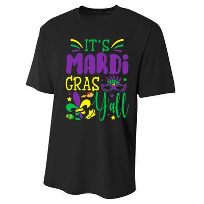 Its Mardi Gras Yall Mardi Gras Party Mask Costume Performance Sprint T-Shirt