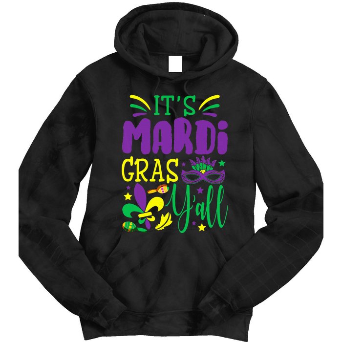 Its Mardi Gras Yall Mardi Gras Party Mask Costume Tie Dye Hoodie