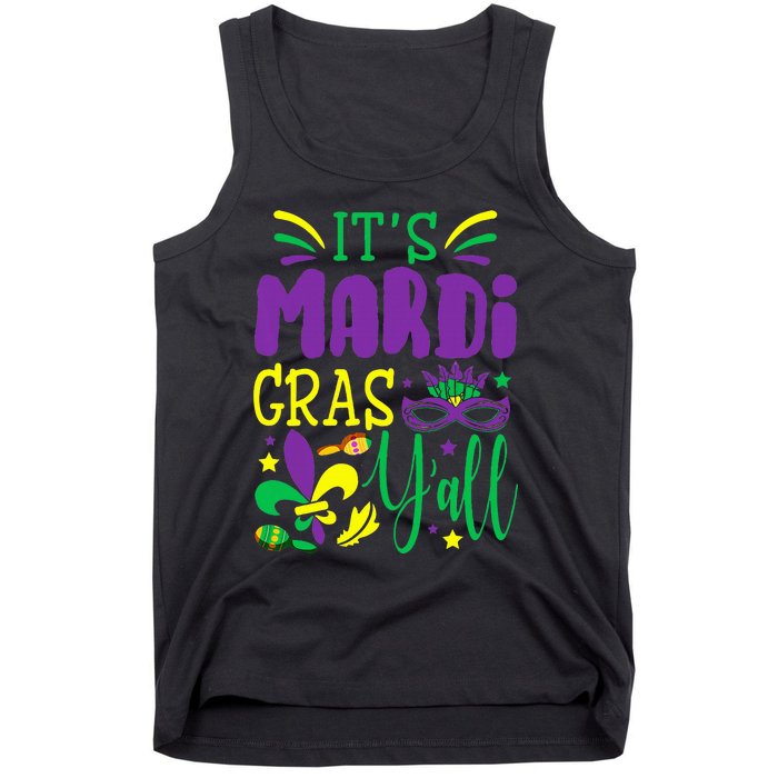 Its Mardi Gras Yall Mardi Gras Party Mask Costume Tank Top