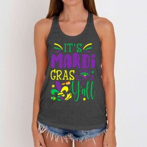 Its Mardi Gras Yall Mardi Gras Party Mask Costume Women's Knotted Racerback Tank