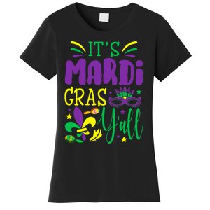 Its Mardi Gras Yall Mardi Gras Party Mask Costume Women's T-Shirt