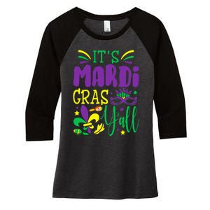 Its Mardi Gras Yall Mardi Gras Party Mask Costume Women's Tri-Blend 3/4-Sleeve Raglan Shirt