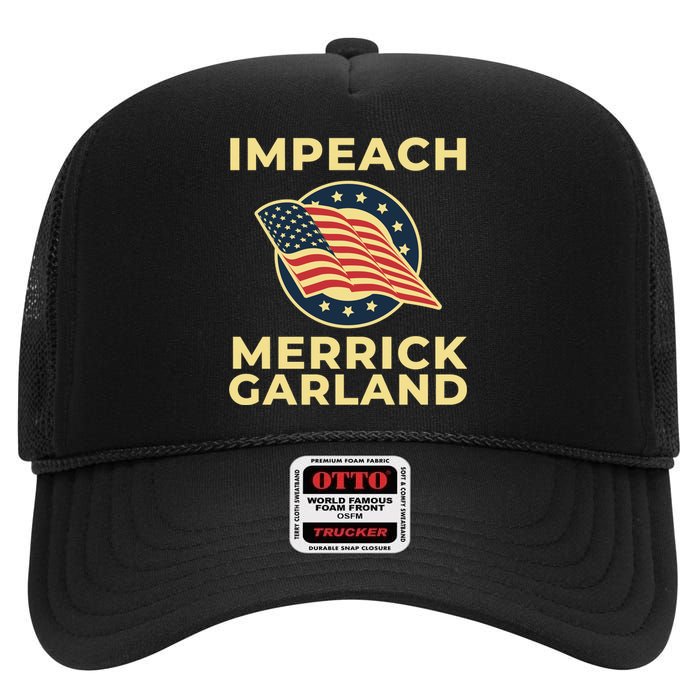 Impeach Merrick Garland Defund The FBI Conservative High Crown Mesh Back Trucker Hat