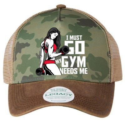 I Must Go My Gym Needs Me Funny Work Out Quote Funny Gift Legacy Tie Dye Trucker Hat