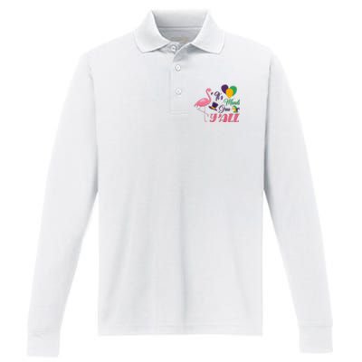 It's Mardi Gras Y'all Performance Long Sleeve Polo