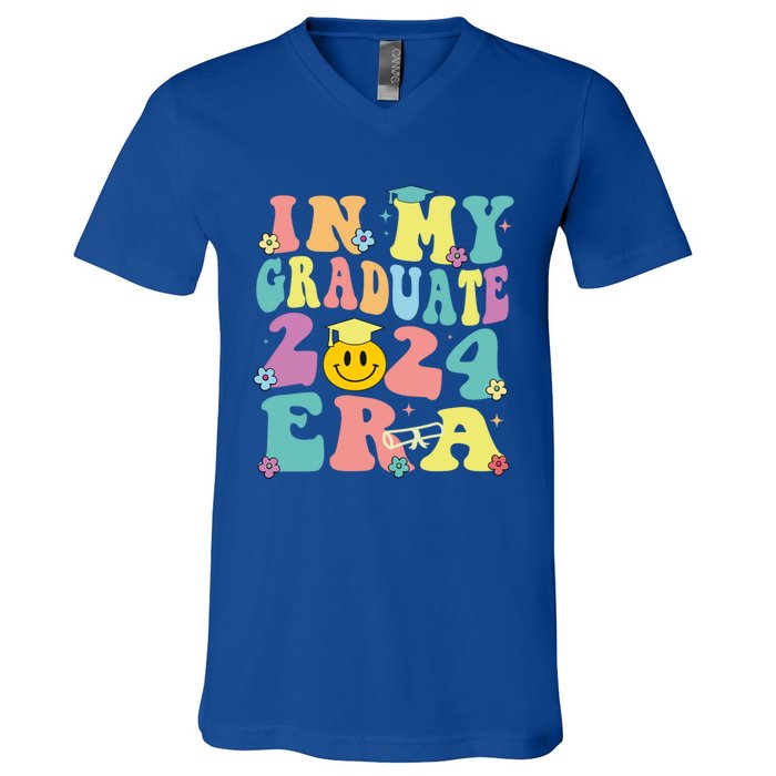 In My Graduate 2024 Era Funny Graduation Groovy Gift V-Neck T-Shirt