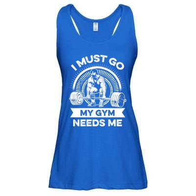 I Must Go My Gym Needs Me Outfit For Fitness Motivation Funny Gift Ladies Essential Flowy Tank