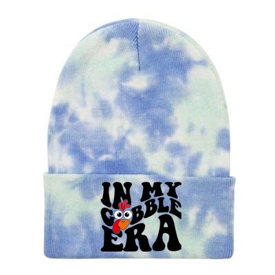 In My Gobble Era Thanksgiving Gobble Squad Turkey Cute Gift Tie Dye 12in Knit Beanie