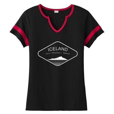 Iceland Mountains Gift Reykjavik Souvenir Volcano Europe Ladies Halftime Notch Neck Tee