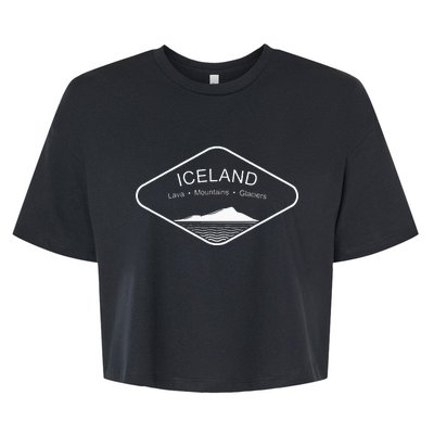 Iceland Mountains Gift Reykjavik Souvenir Volcano Europe Bella+Canvas Jersey Crop Tee