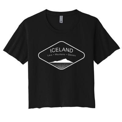 Iceland Mountains Gift Reykjavik Souvenir Volcano Europe Women's Crop Top Tee