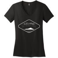 Iceland Mountains Gift Reykjavik Souvenir Volcano Europe Women's V-Neck T-Shirt