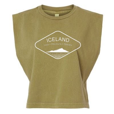 Iceland Mountains Gift Reykjavik Souvenir Volcano Europe Garment-Dyed Women's Muscle Tee