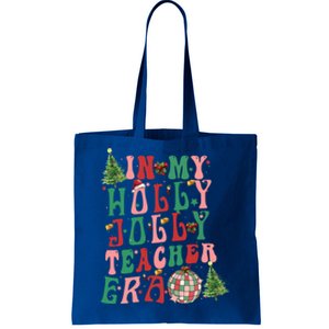 In My Holly Christmas Jolly Teacher Era Vibes Funny Gift Tote Bag