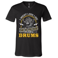 In My Head I'm Playing My Drums Drummer Percussionist V-Neck T-Shirt