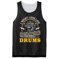 In My Head I'm Playing My Drums Drummer Percussionist Mesh Reversible Basketball Jersey Tank