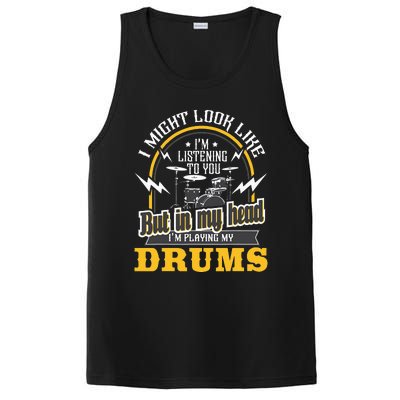 In My Head I'm Playing My Drums Drummer Percussionist PosiCharge Competitor Tank